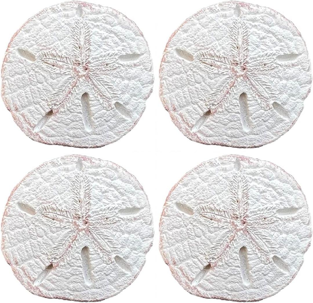 Top Brass Realistic Large Sand Dollar Drawer Pulls/Cabinet Knobs (4 Knob Set) - Screws Included - Beach Ocean Sea Shell Coastal Nautical Decor