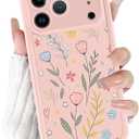 Cute Flower Phone Case for iPhone 17 Pro Max Floral Case 6.9", Aesthetic Trendy Star Heart Pattern Shockproof Soft Slim TPU Full Camera Lens Protective Pink Cover Funda for Women Girls