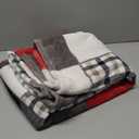 Tache Holiday Red Farmhouse Super Soft Micro Fleece Plaid Patchwork Plush Lightweight Dual-Sided Decorative Couch, Sofa, Travel, Lap, Bed Throw Blanket, 50x60