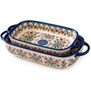 1-Piece Ceramic Bakeware Set, Rectangular Casserole Dishes for Oven, Floral Baking Dish Set for Lasagna