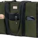 TOPDesign Utility Water Resistant Tote Bag with 13 Pockets, Top Zipper Closure & Thick Bottom Support, for Working Women (Large, Green)