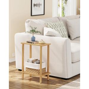 TUTOTAK Small Side Table, Narrow End Table, Skinny Sofa Table, Slim Nightstand, Couch Table, Living Room, Bed Room, Natural TB01BN062