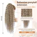Flufymooz Ponytail Extension, 26 Inch Bohemian Style Drawstring Hair Extensions for Women, Long Curly Wavy Synthetic Hairpiece Women (26 Honey Blonde with Highlights)