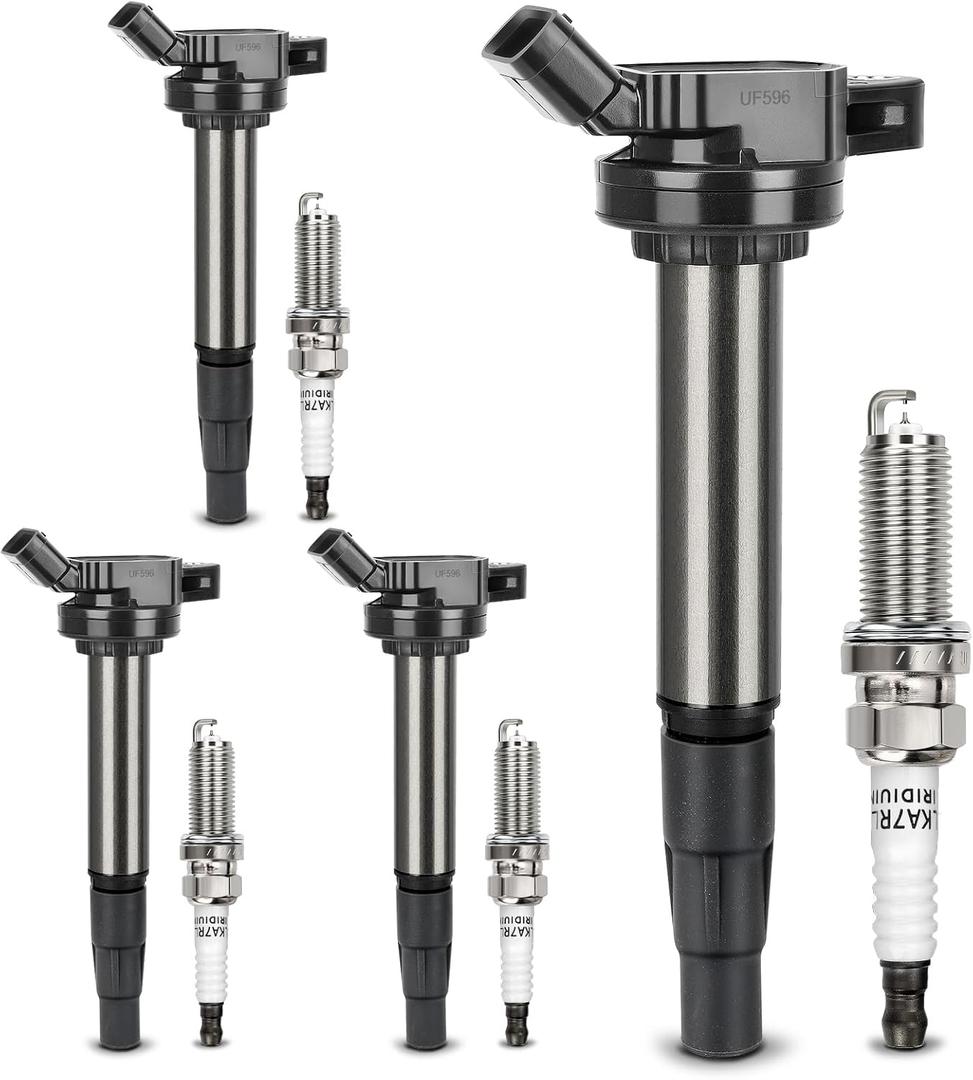UF596 Ignition Coil & 93501 Double Iridium Spark Plug Compatible with Toyota Corolla Matrix Prius Prius V C-HR/Lexus CT200h /Scion xD iM/Pontiac Vibe 1.8L L4 Replaces #UF619 C1714 GN10341 9091902252