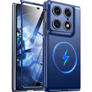 Magnetic for Motorola Razr Fold Case 2026[Compatible with Magsafe][Built-in Screen Protector][Anti-Slip][Drop Protection] Hard PC Shockproof Protective Slim Case for Moto Razr Fold Case,Blue