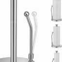 SMARTAKE Paper Towel Holder, Paper Towel Dispenser Standing Weighted Base Non Slip, Spring Arm for Easy Tear, Stainless Steel Paper Towel Holder for Home Kitchen Countertop Tabletop, Silver