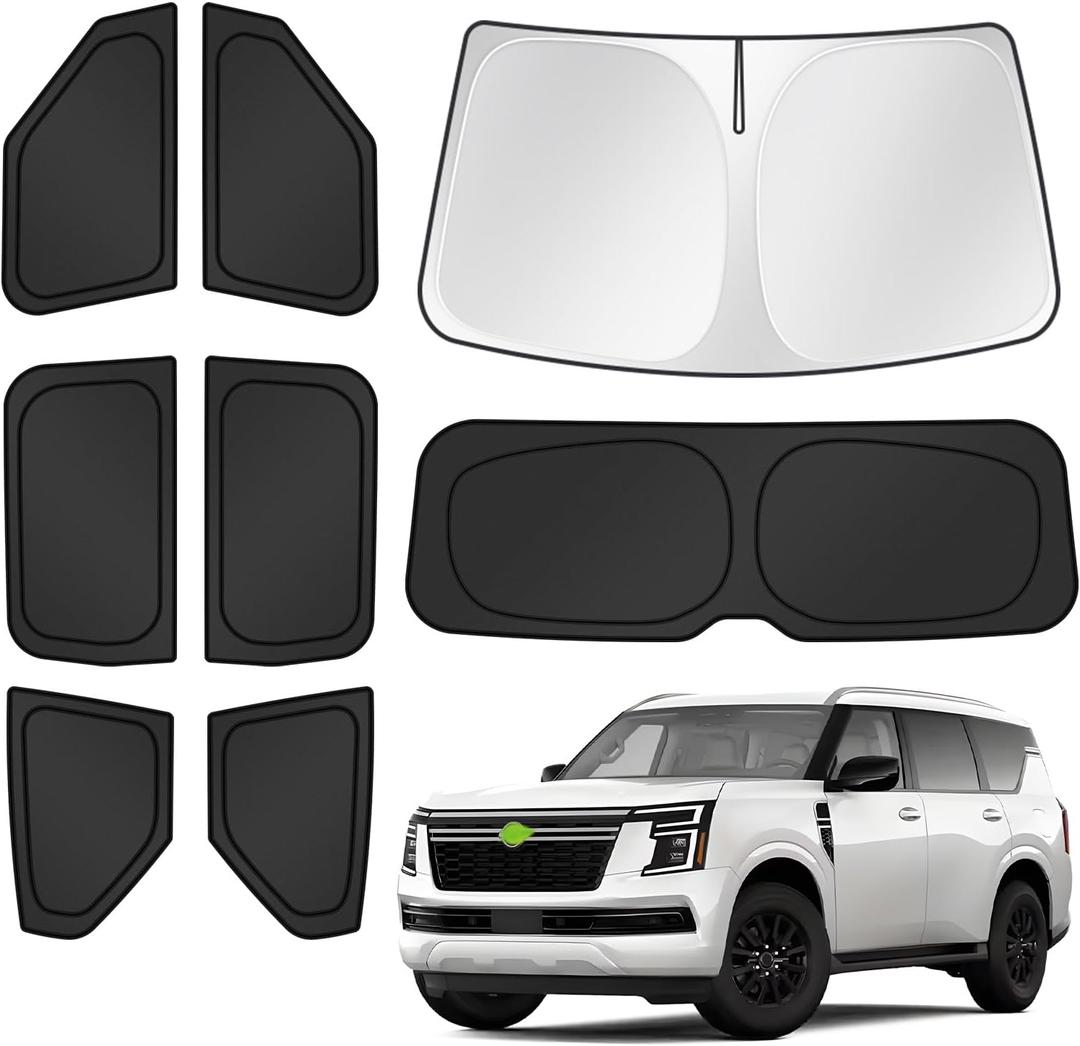 Sunshades for 2025 2026 Nissan Armada Accessories Windshield Sun Shade Side Rear Window Shade Cover Sun Visor Shield Privacy Protection for Camping Keep Vehicle Cool Black, 8PCS