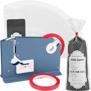 Pickmesh 300 Pcs Wild Game Meat Freezer Bags 1lb Ground Meat Bags with Tape Bag Sealer 2 Sealing Tape for Sausage Burger Packaging Processing Protecting from Freezer Burn