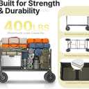 EchoSmile Collapsible Wagon Cart, Heavy Duty 400lbs Capacity, Black