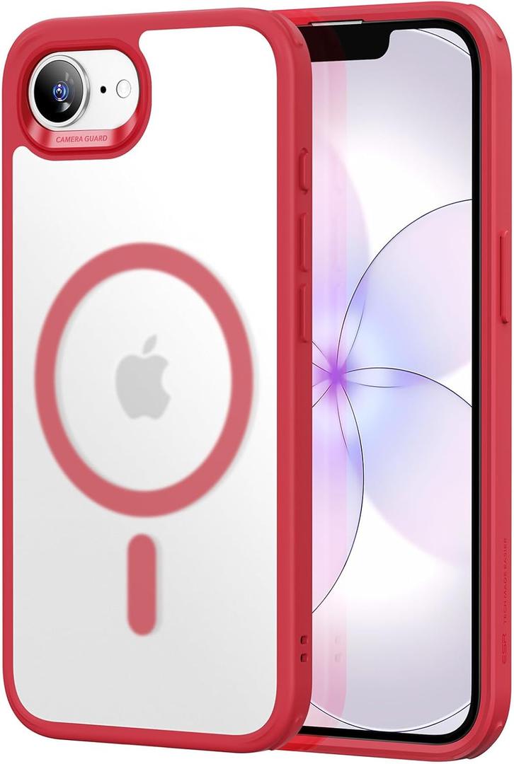 iPhone 17e/iPhone 16e Case, Compatible with MagSafe, Shockproof Military-Grade Protection, Magnetic Phone Case for iPhone 17e/16e case, Frosted Red