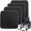 MatFirsmo Waterproof Chair Pads for Incontinence, 4 Pack Washable Seat Protector Pads 20"x20", Absorbent Wheelchair Pad Covers, Reusable Incontinence Pads for Adults Elderly Kids & Pets, Black