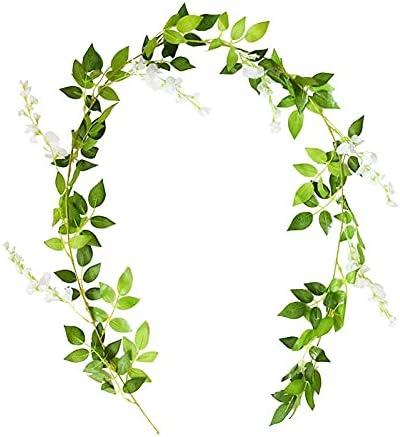 HXSCOO 80 inch Pack of 3 Wisteria Artificial Flowers Vine Garland Wedding Arch Decoration Fake Plants Foliage Rattan Trailing Faux Flowers Ivy Wall (Color : White) HXSCOO 80 inch Pack of 3 Wisteria Artificial Flowers Vine Garland Wedding Arch Decoration Fake Plants Foliage Rattan Trailing Faux Flowers Ivy Wall (Color : White)