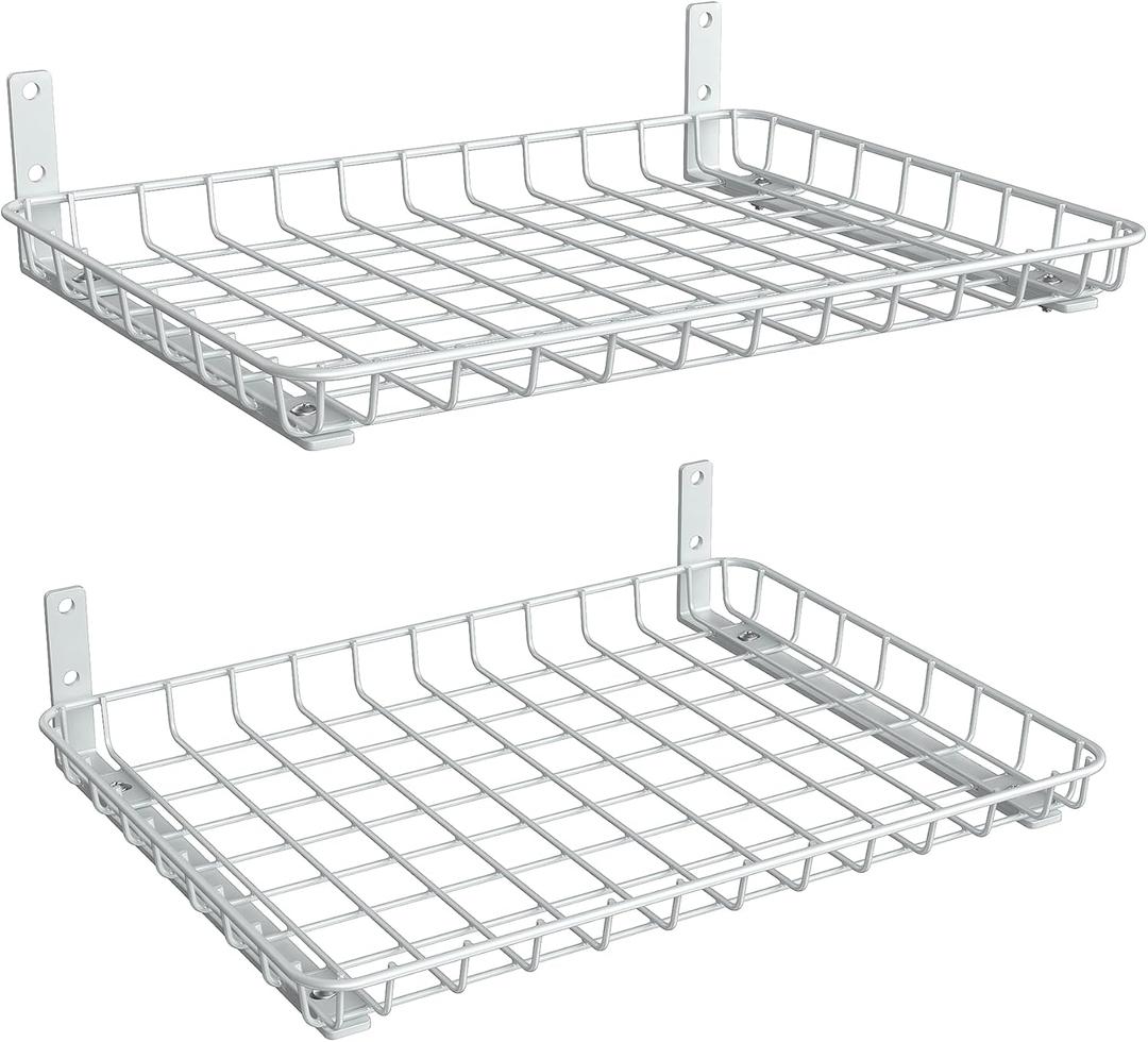 TORACK 2-Pack 12x18 Inch Wall-Mounted Shelves, Garage Wall Shelf for Closet & Laundry Room, Heavy-Duty Floating Shelves Hold Up to 60 lbs(White)