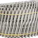 kimllier 3600 Counts Coil Siding Nail Full Round Head Wire Collated Coil 15-Degree 1-1/4-Inch x .090-Inch Ring Shank 304 Stainless Steel