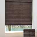 Cordless Bamboo Roman Shades for Windows, Blinds Size (36" W 64" H) Colour (BDP-Espresso)