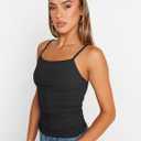 Trendy Queen Womens Adjustable Camisole Sleeveless Square Neck Spaghetti Strap Tank Tops Basic Shirt (S)