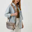 hibear Checkered Crossbody Bag Spacious Bum Bags for Women Nylon Crossbody Fanny Packs Checkered Purse Belt Wallet