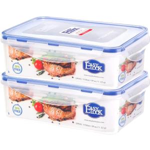 [2 PACK] 38.9 OZ Food Storage Containers with Lids Rectangular Leak-Proof Bento Box Airtight Meal Prep Containers,Microwave Safe