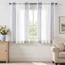 jinchan Grey Sheer Curtains for Bedroom 63 Inch Length Leaf Embroidered Semi Sheers for Living Room Botanical Embroidery Voile Transparent Back Tab Window Treatments 2 Panels