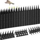 Bird Spikes, 13.2FT Outdoor Bird Deterrent Spikes Device for Birds Pigeon Woodpecker Squirrel Raccoon Cat, Plastic Bird Deterrent for Outside, Patio, Roof, Sill, Fascia (Black, 12Pcs)