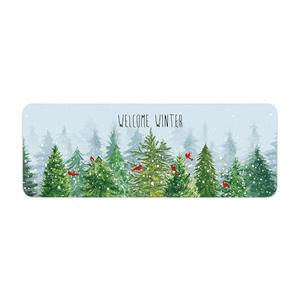 Winter Welcome Kitchen Rug Set of 1 Farmhouse Pine Tree Cardinal Snow Forest Holiday Kitchen Mats Non-slip Floor Mat Low Decorative Profile Christmas Rug for Indoor Home Decor, 17x47 Inch