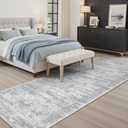 Soalmost Washable Runner Rug, 2'6" x 8' Non-Slip Kitchen Vintage Foldable Hallway Runners for Entryway, Laundry, Bedroom, Grey