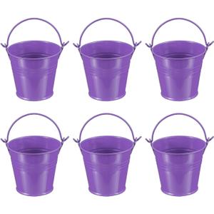 PATIKIL 2.7"x2.3" Small Metal Buckets with Handle, 6 Pcs Mini Galvanized Bucket Colorful Easter Buckets for Crafts Party Favors Decoration, Dark Purple