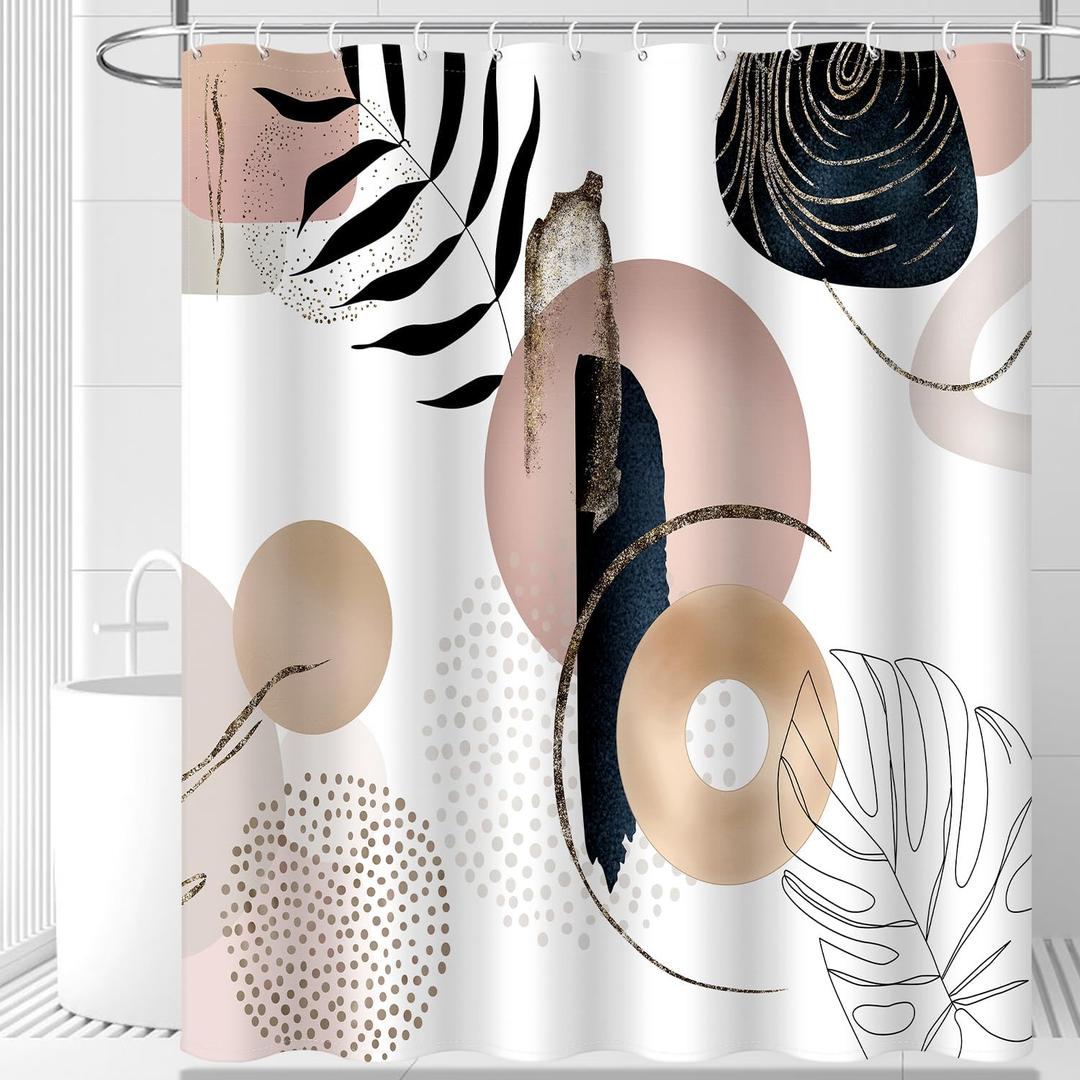 BESBESME Boho Mid Century Shower Curtain Set, Waterproof Fabric for Bathtub Bathroom Decor Modern Machine Washable Weighted Hem Shower Curtain, Minimalist Abstract Polyester Curtain, Pink, 60"x72" BESBESME Boho Mid Century Shower Curtain Set, Waterproof Fabric for Bathtub Bathroom Decor Modern Machine Washable Weighted Hem Shower Curtain, Minimalist Abstract Polyester Curtain, Pink, 60"x72"