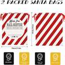 2 Pack Large Embroidered Santa Sack, Personilized Christmas Santa Bags Reusable Large Canvas Gift Bag with Drawstring for Xmas Package Storage and Party Supplies Favors (Signature Christmas)