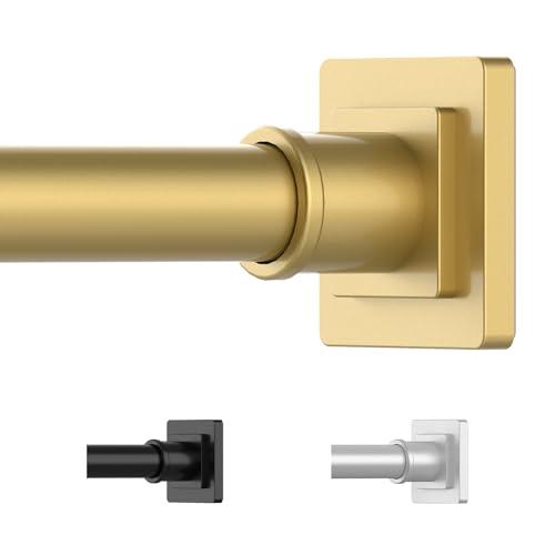 UIOSANRT Gold Shower Curtain Rod 31-79 Inches Non-Slip Shower Rod Tension Mounted No Drill Shower Curtain Rods Spring Tension Rod Adjustable Tension Curtain Rod for Windows Bathroom