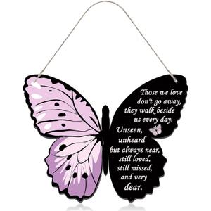 Sympathy Gifts Memorial Bereavement Gift Acrylic Butterfly Wall Hanging Decor Condolence Ornaments for Loss of Loved One Loss of Father Mother Remembrance Gifts, 10 x 8 x 0.2 Inches