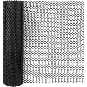 Bar Shelf Liner for Countertop, Glass Drying 24 Inch Wide Plastic Mesh Liners Mat, Non Slip Bar Mats Cabinet Liner for Pub Shelves Cupboard, 61X500CM, Black, 24"W x 196"L