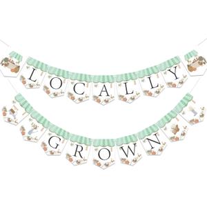 Locally Grown Baby Shower Bunting Banner, Farmer's Market Party Garland Decorations, Theme Farm Fruit and Vegetables Banner for kids Boys Girls Produce Stand