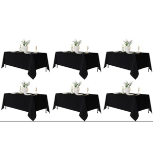 Fitable 6 Pack Table Cloth Rectangle Table: Stain and Wrinkle Resistant Tablecloth Rectangular, Washable Polyester Tablecloths for Wedding Party Dining Banquet Event Catering(Black, 70x120 Inch)