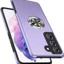 PELEPUES Shockproof Case for Samsung Galaxy S21 5G, [Built-in Camera Cover] Military Grade Phone Case Cover with Embedded Metal Ring Stand Kickstand [Support Magnetic Car Holder] for S21, Purple