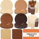 Brown Gradient Party Tableware for 48 Guests, 9-Inch Paper Plates, Serves 48