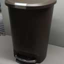 simplehuman 50 Liter / 13 Gallon Semi-Round Kitchen Step Trash Can with Secure Slide Lock, Mocha Plastic
