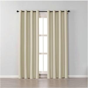 Beige Curtain Set 2 Panels, Polyester Curtain Set Solid Color Blackout Curtains 54" Wx63 H