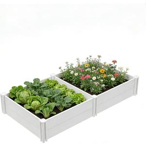 8'x4'x12 Large Vinyl Raised Garden Bed | Screwless Modular Planter Box with Open Bottom | Rust-Proof Outdoor Above Ground Bed for Vegetables, Herbs, Flowers & Whelping Pen