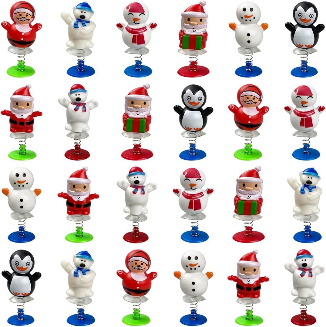 24 PCS Christmas Jumping Popper Toys for Kids Boys Girls Christmas Stocking Stuffers Party Favors Gifts Games