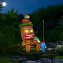 Solar Tiki Garden Statues: 8'' Funny Tiki Bar Decor with Solar Light Outside Decoration for Lawn Yard Patio Garden Gifts for Housewarming (Fishing)