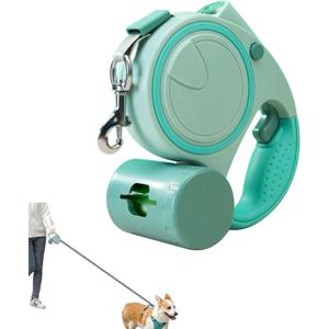 Retractable Dog Fancy Leash with Flashlight and Dispenser, 16 ft Dog Retractable Leash is Perfect for Safe and Comfortable Walking with Your Pet - Suitable for Dogs - Green