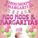 Funmemoir Margaritas Birthday Party Decorations for Women - Moo Moos and Margaritas Banner, Garland, Cake Toppers, Foil Fringe, Balloons for Pink Cocktail Theme Birthday Party Bridal Shower