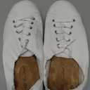 Womens Slip-On Shoes, Wide Canvas Mules with Suede Memory Foam Insole Backless Comfortable Casual Sneakers (White), Size 9