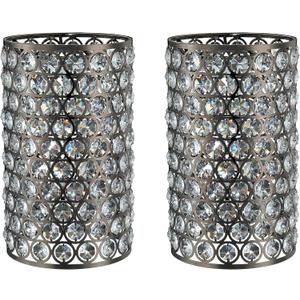 Doraimi Lighting 2 Pack Polyhedral Crystal Metal Pendant Ceiling Chandelier Wall Sconce Lamp Replacement Covers Shade Fixture Antique Nickel Finish,1.66" Fitter Size,7.9" high*4.8" Diameter