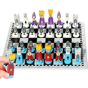 Cartoon Chess Set for Kids: JORMONY 11.8" Pink Chess Board Themed Chess Kids Chess Sets for Beginners No Stress Chess Wooden Board Games Educational Toy Boys Girls for Family School