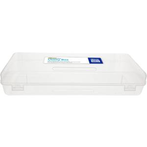 BAZIC Products Plastic Pencil Case, Ruler Length Large Utility Storage Box, Multi Purpose Organizer & Supply Holder, Clear Box Design, Ideal for School, Office & Craft Use, 1-Pack