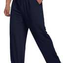 Deyeek Men's Lightweight Sweatpants Open Bottom Sweat Pants for Men Straight Leg Gym Sweatpants Lounge Pants with Pockets (Large, Navy Blue)