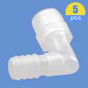 Quickun Hose Barb Fitting Elbow, 5/8" Hose Barb x 3/4" Male NPT Barbed Adapter for Fuel/AIR/Water/Oil/Gas/WOG(Pack of 5)