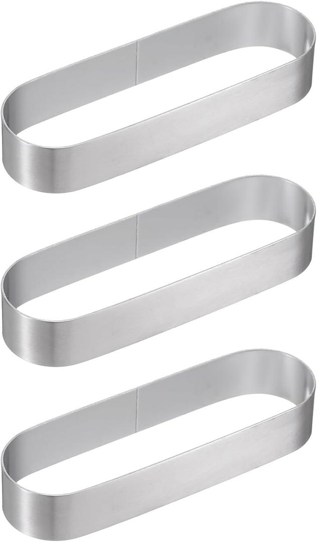 uxcell 3pcs Oval Cake Rings 4.6 x 1.6 Inch Stainless Steel Cake Pastry Molds Nonstick Baking Ring for Cake Dessert Molding, Mousse Pastries Making, Silver Tone